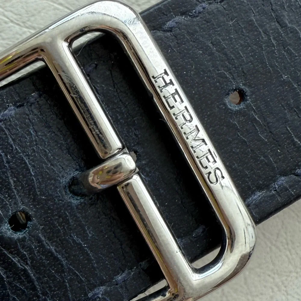 Hermes Navy Single Tour Leather 45mm Apple Watch Band - Picture 6 of 12